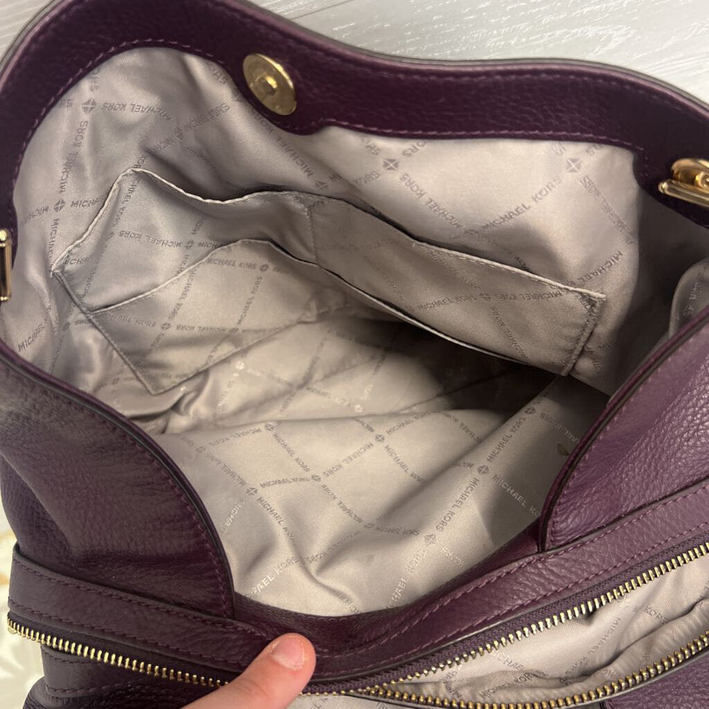 Michael Kors Purple Pebbled Leather 3 Compartment Shoulder Purse
