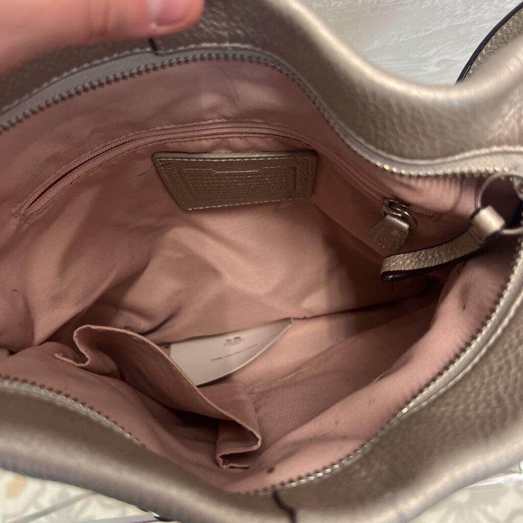 Coach Metallic Silver Leather Silver Chainlink Crossbody Purse