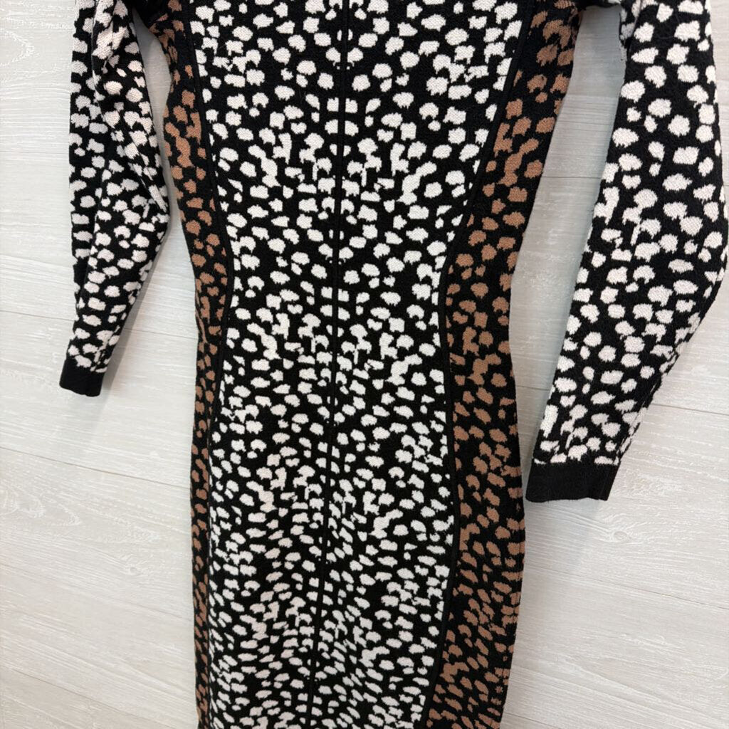 Asos Black/ White Print Knit Long Sleeve Sweater Dress 4
