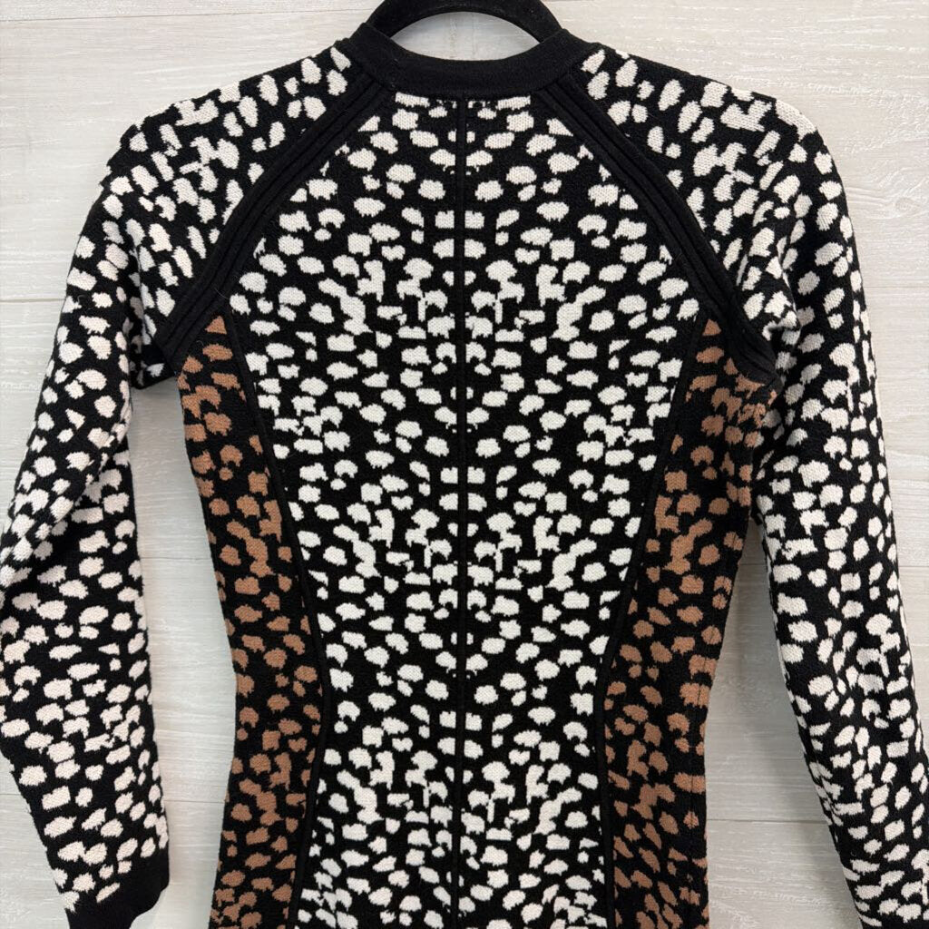 Asos Black/ White Print Knit Long Sleeve Sweater Dress 4