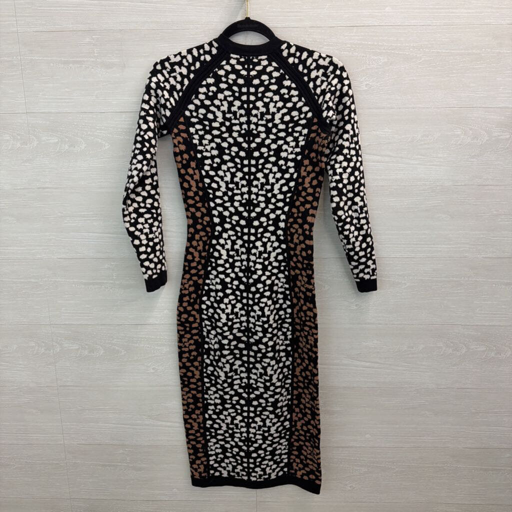 Asos Black/ White Print Knit Long Sleeve Sweater Dress 4