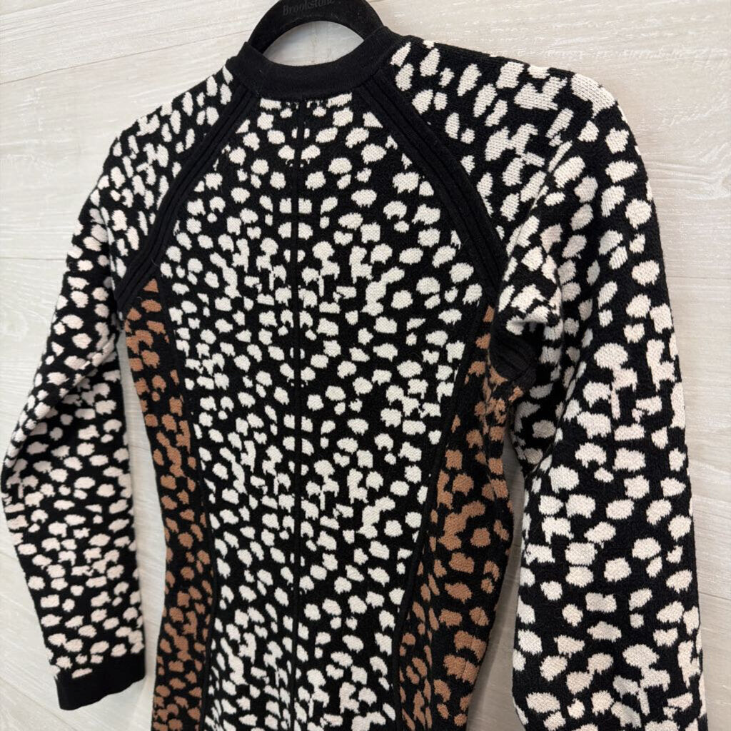 Asos Black/ White Print Knit Long Sleeve Sweater Dress 4