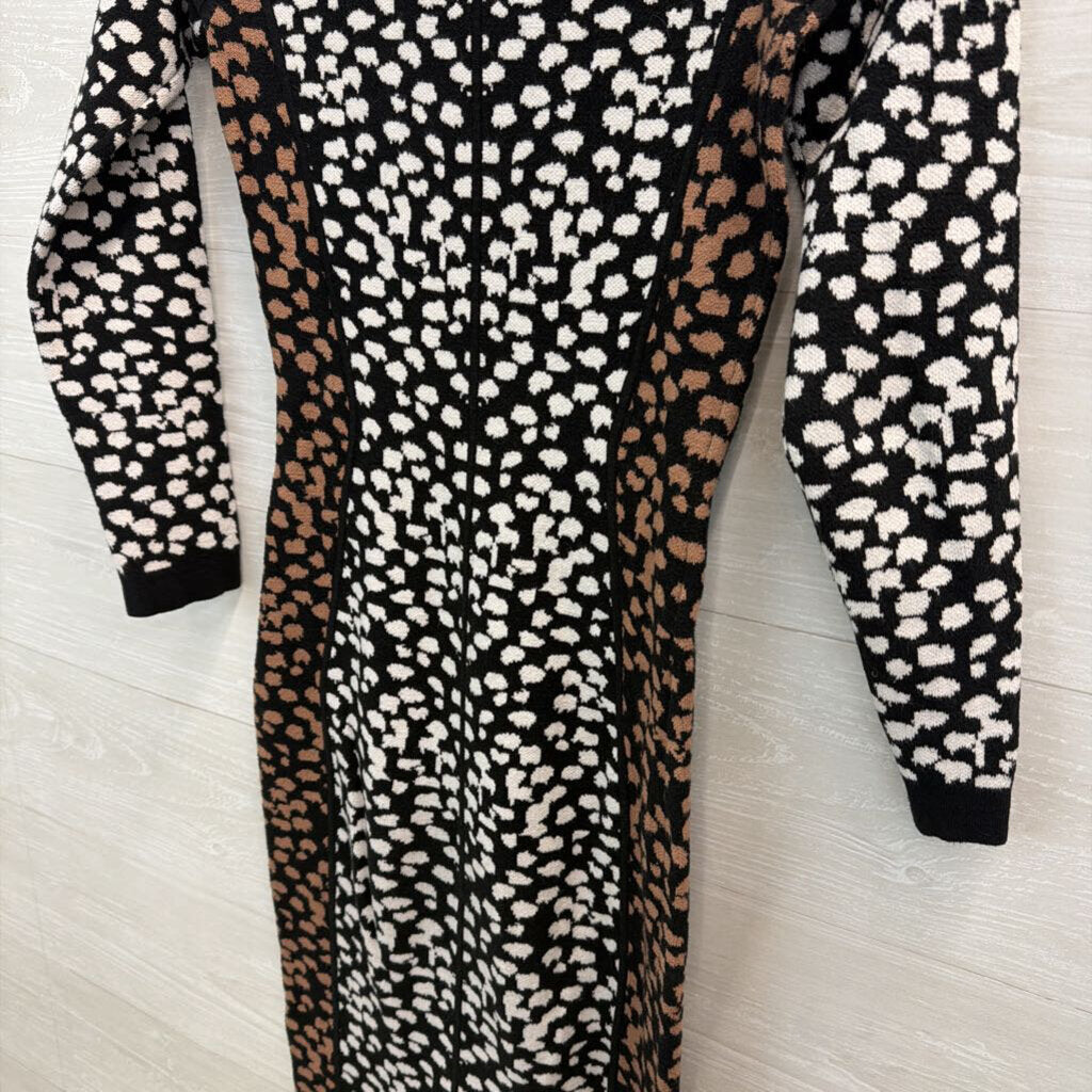 Asos Black/ White Print Knit Long Sleeve Sweater Dress 4