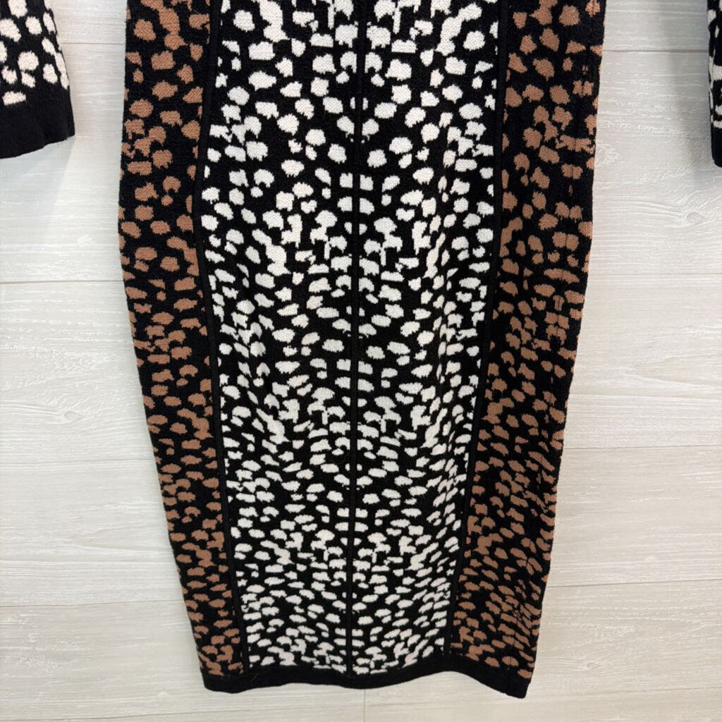 Asos Black/ White Print Knit Long Sleeve Sweater Dress 4