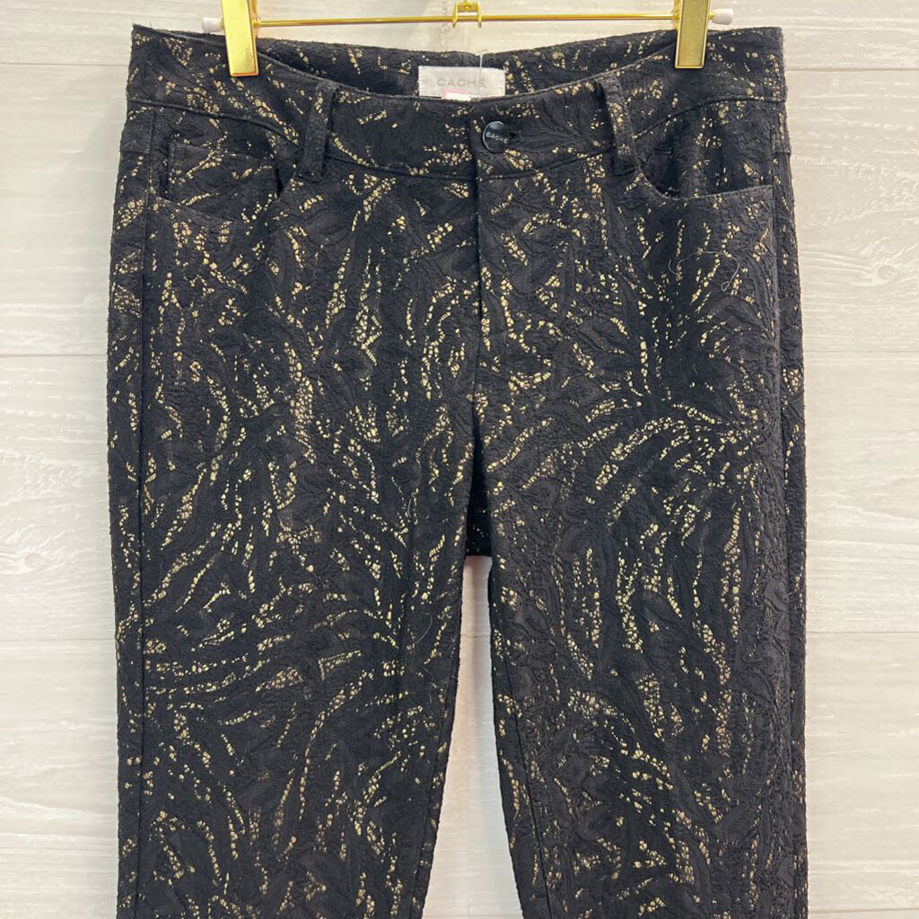 Cache Black/ Metallic Gold Lace Pants 4
