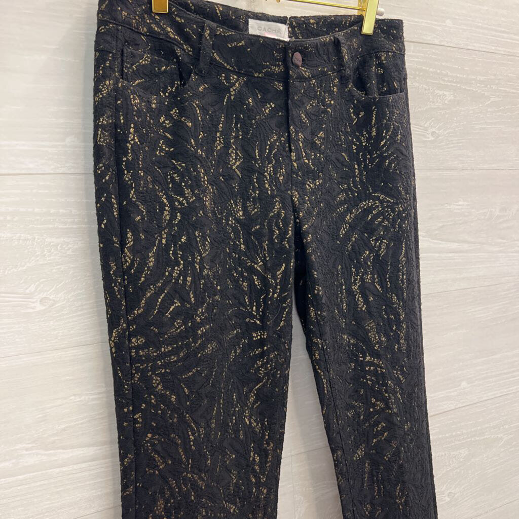Cache Black/ Metallic Gold Lace Pants 4