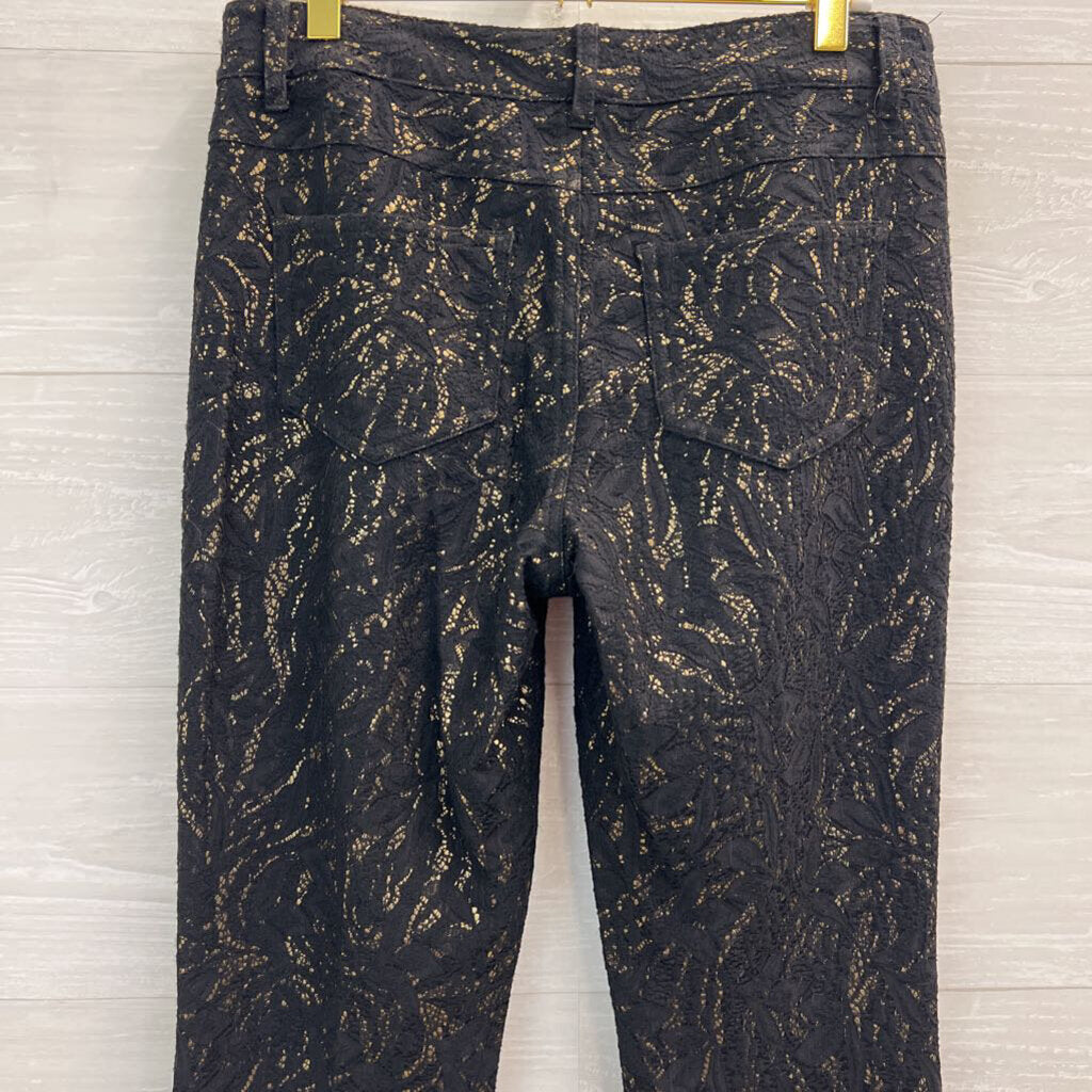 Cache Black/ Metallic Gold Lace Pants 4