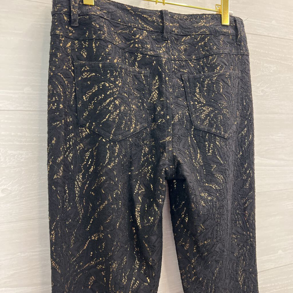 Cache Black/ Metallic Gold Lace Pants 4