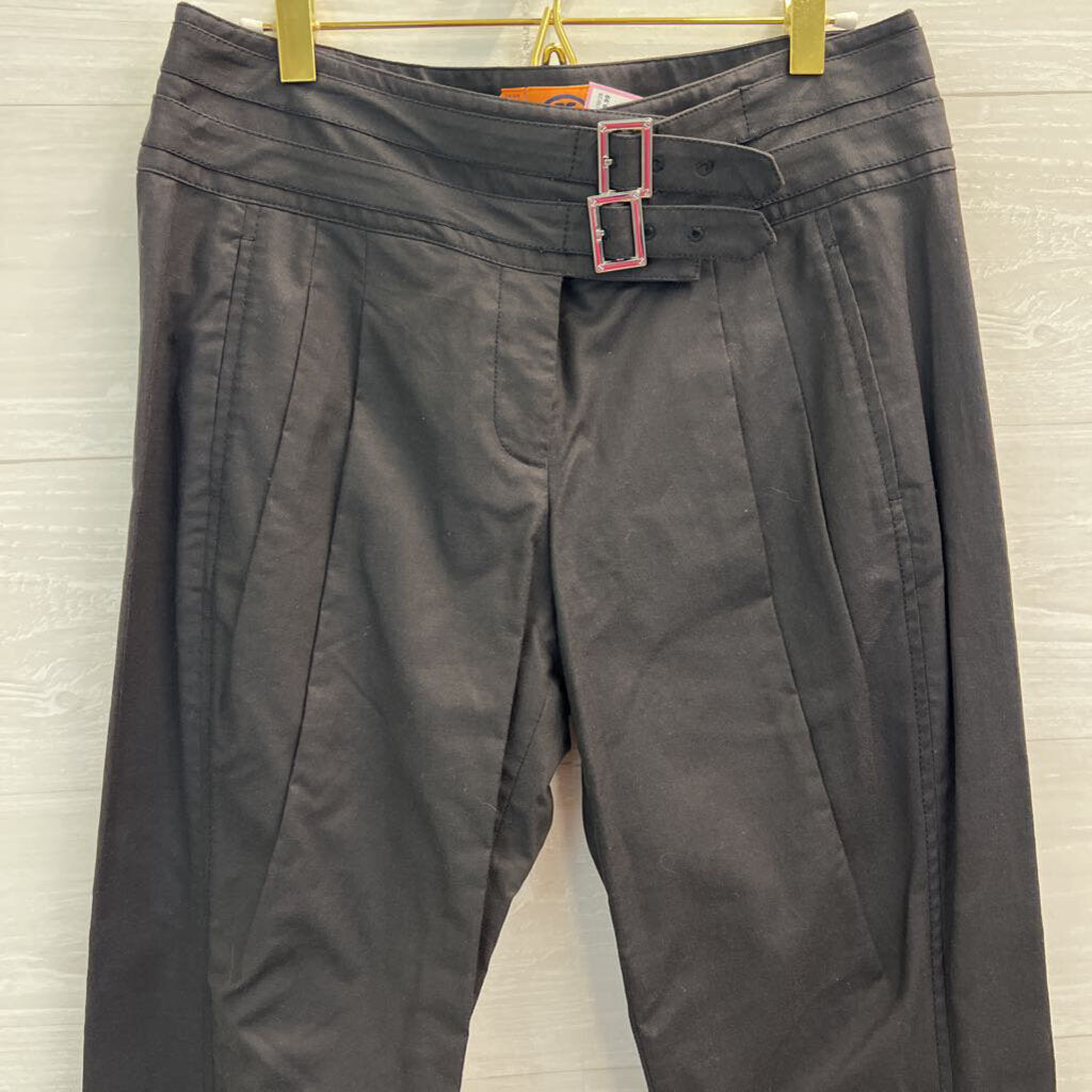 Tory Burch Black Seymour Double Buckle Trouser Pants 6