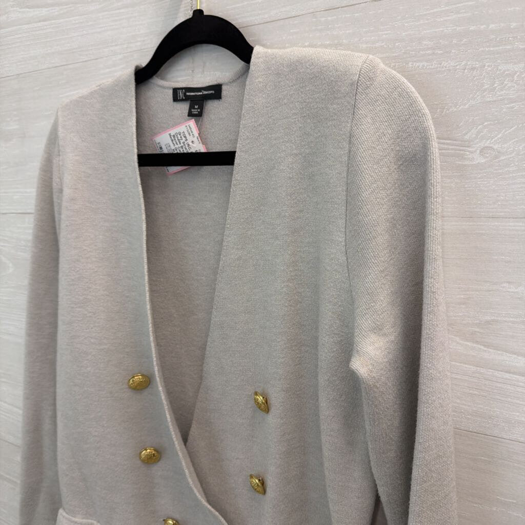 INC Grey Structured Double Breasted Blazer Cardigan Medium