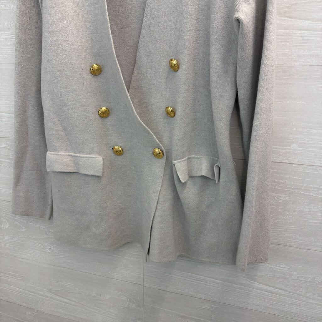 INC Grey Structured Double Breasted Blazer Cardigan Medium