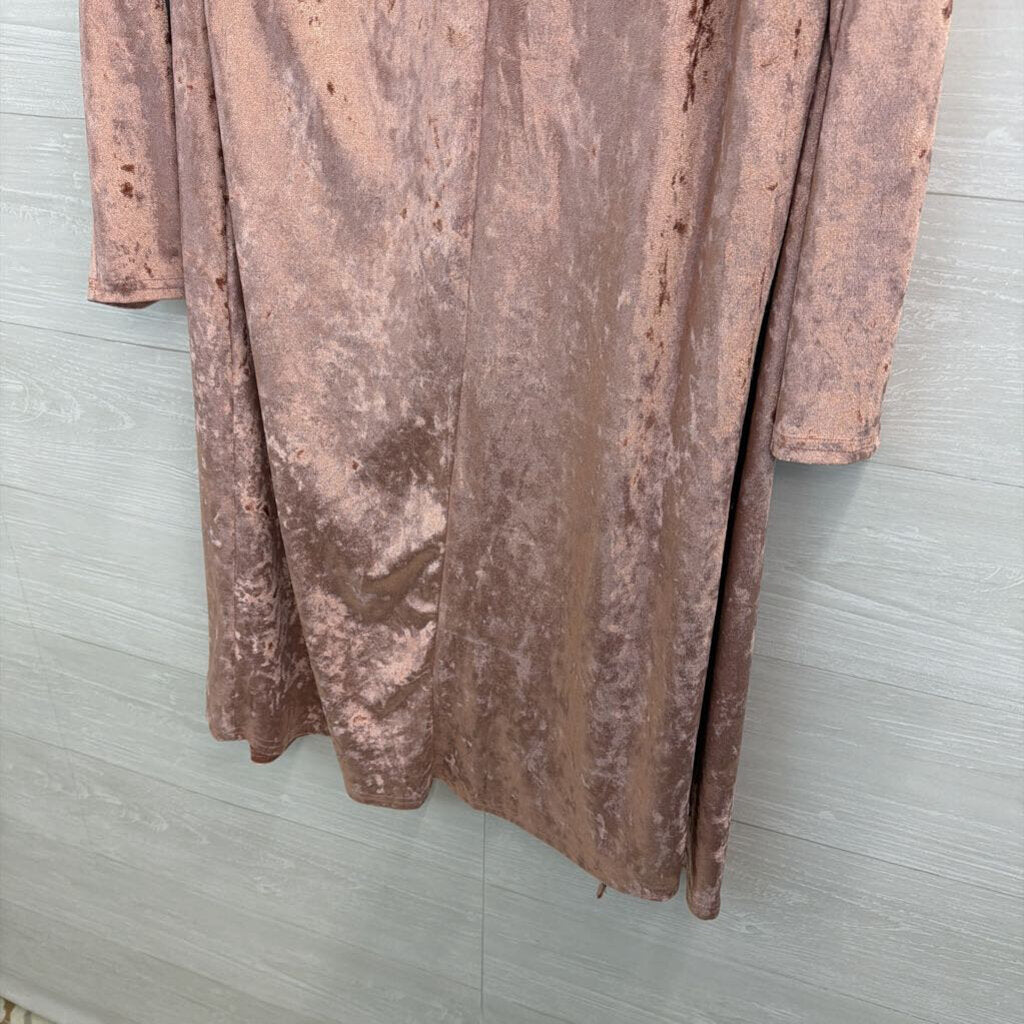 R Vivimos Pink Velour Long Sleeve Open Front Duster Medium