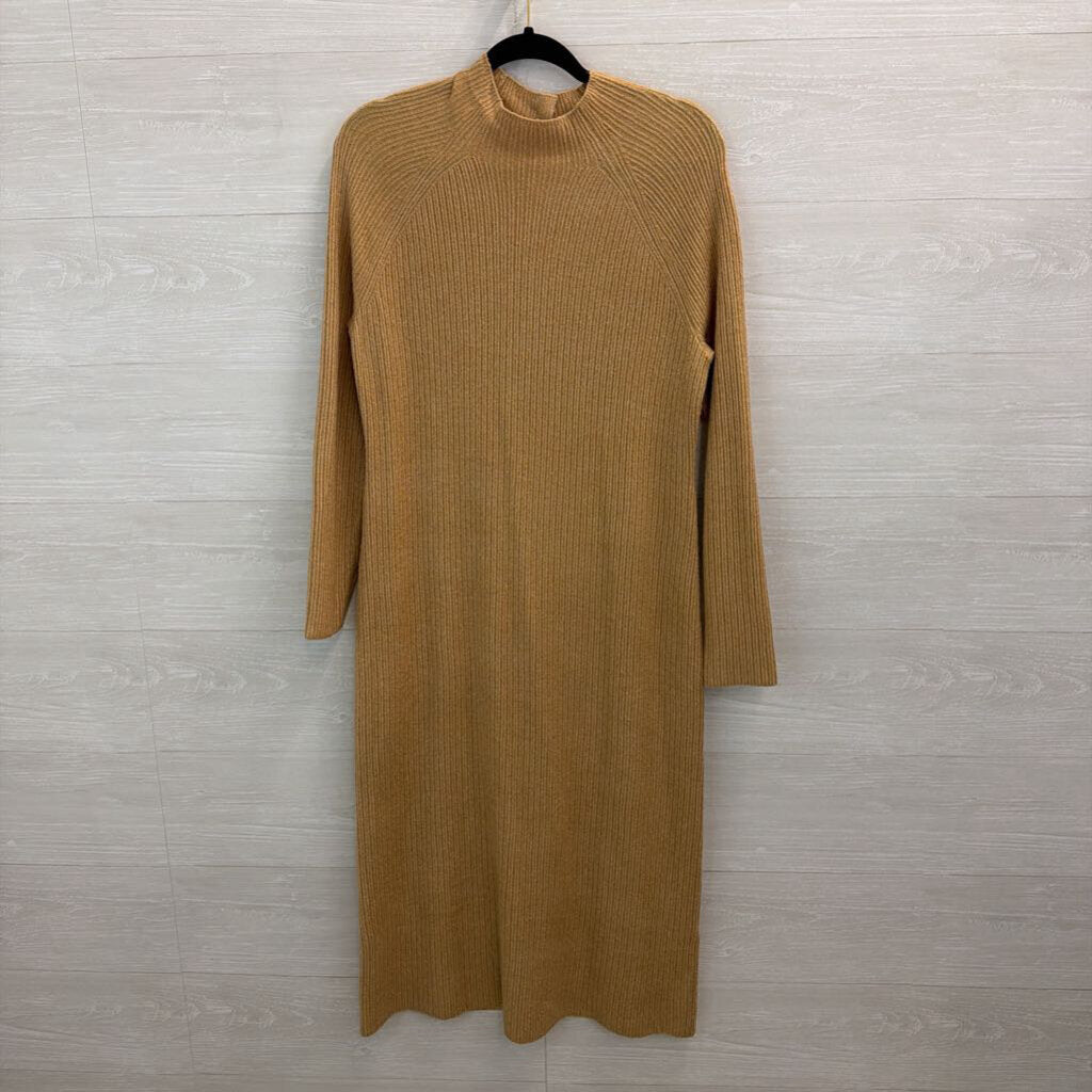 Talbots Brown Knit Long Sleeve Mock Neck Maxi Sweater Dress Medium