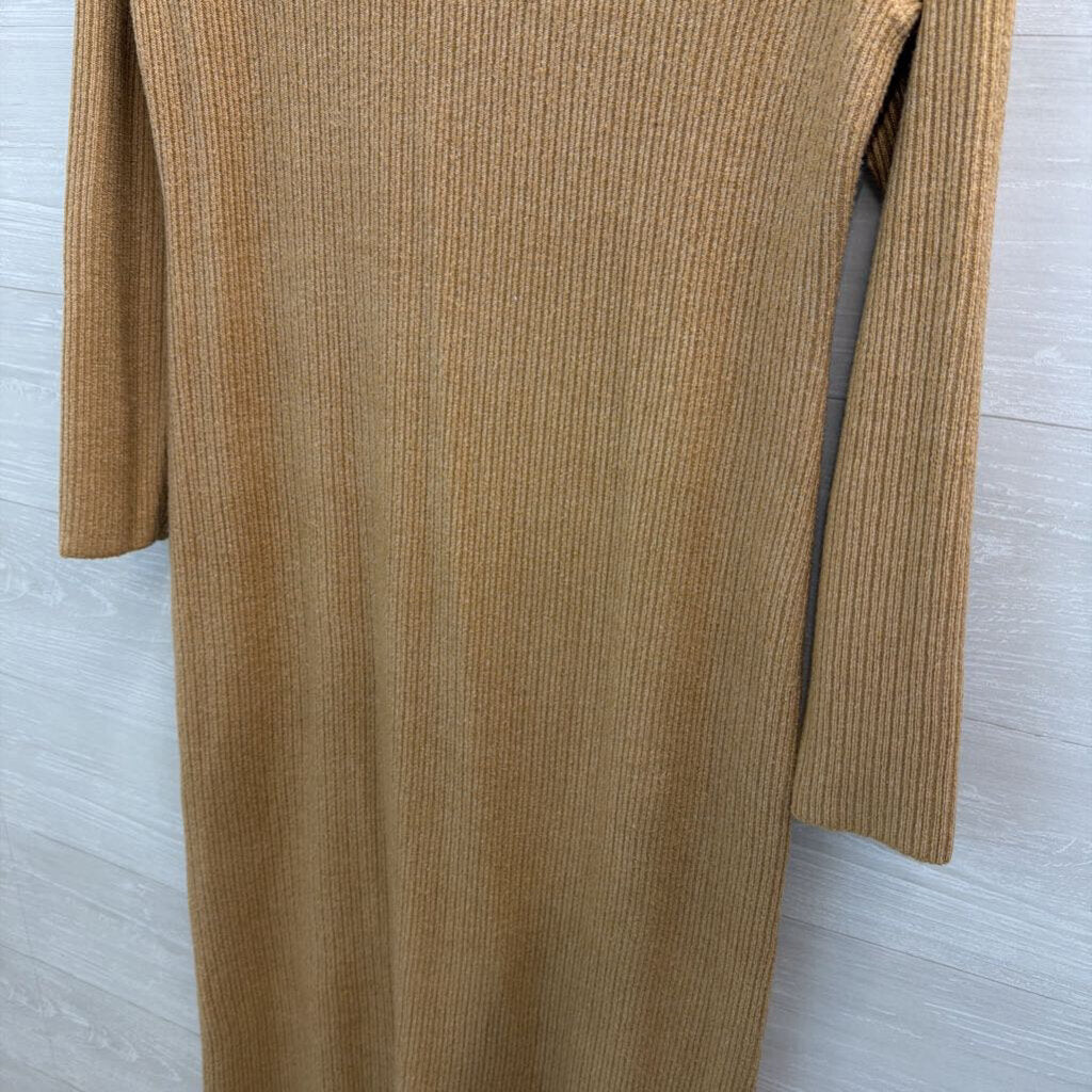 Talbots Brown Knit Long Sleeve Mock Neck Maxi Sweater Dress Medium