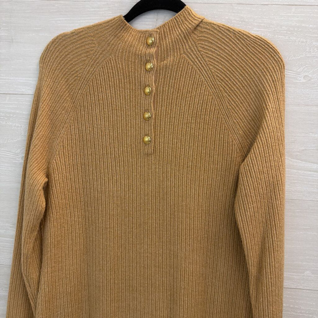 Talbots Brown Knit Long Sleeve Mock Neck Maxi Sweater Dress Medium