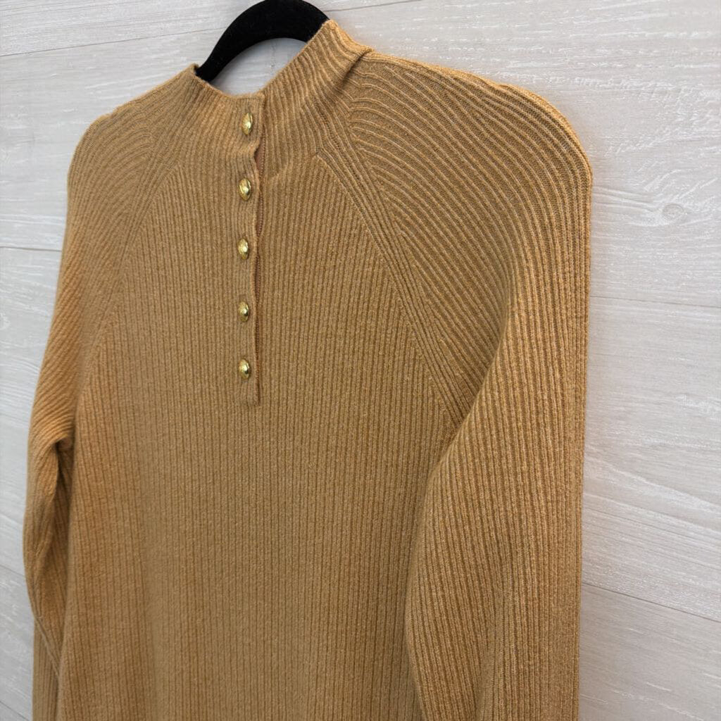 Talbots Brown Knit Long Sleeve Mock Neck Maxi Sweater Dress Medium