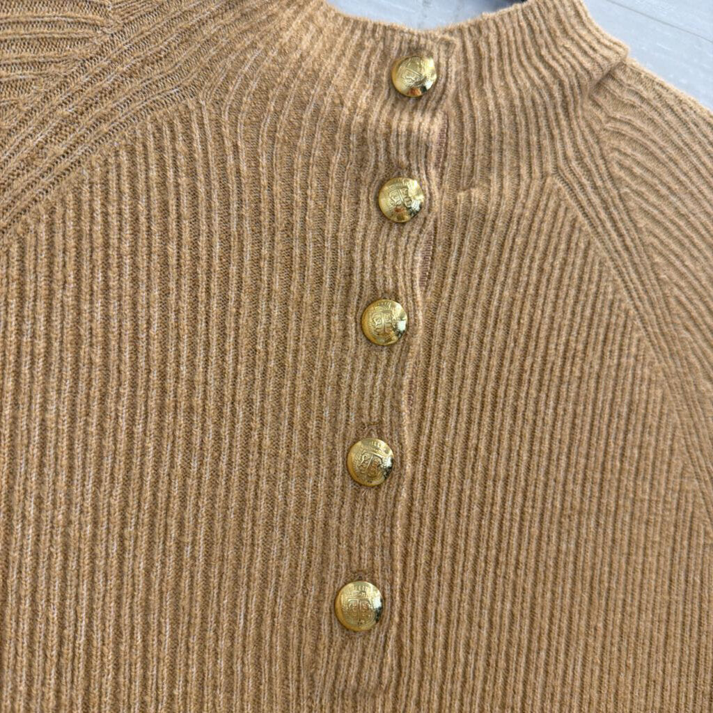 Talbots Brown Knit Long Sleeve Mock Neck Maxi Sweater Dress Medium