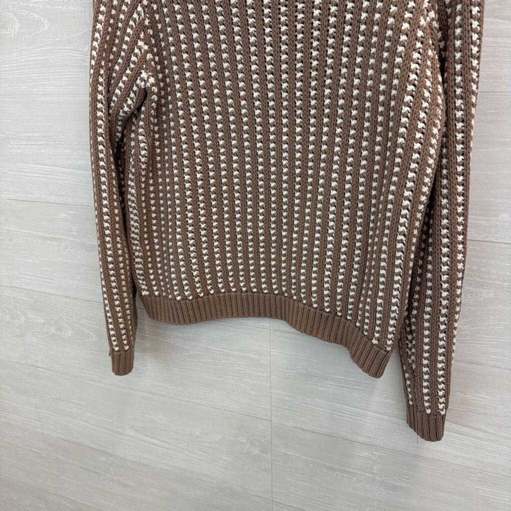 Haven Brown/ White Knit Turtleneck Sweater Medium