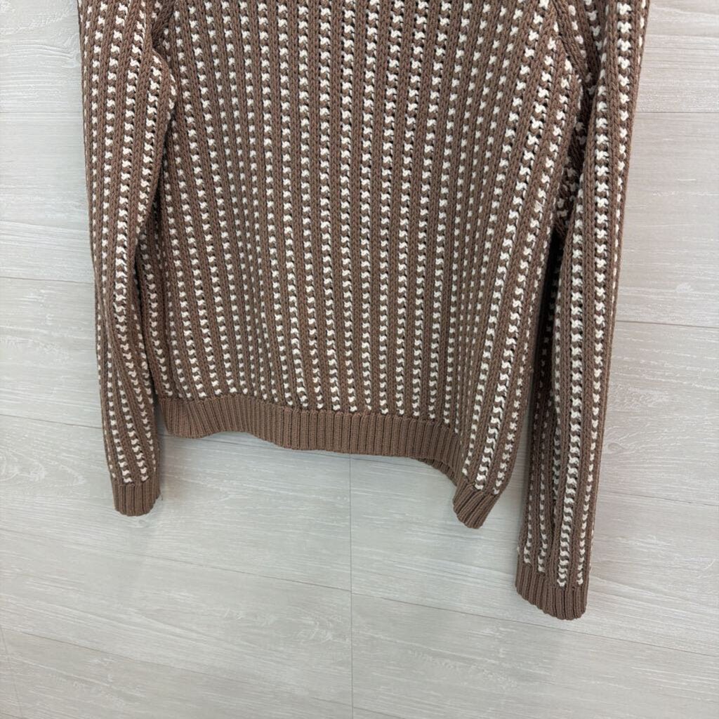 Haven Brown/ White Knit Turtleneck Sweater Medium