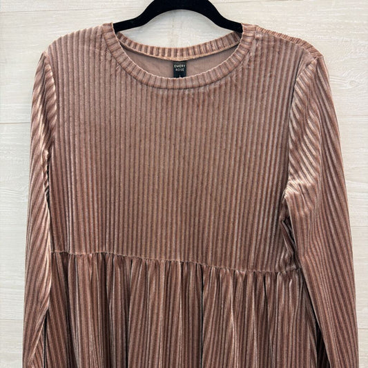 Emery Rose Mauve Velvet Ribbed Long Sleeve Dress Large