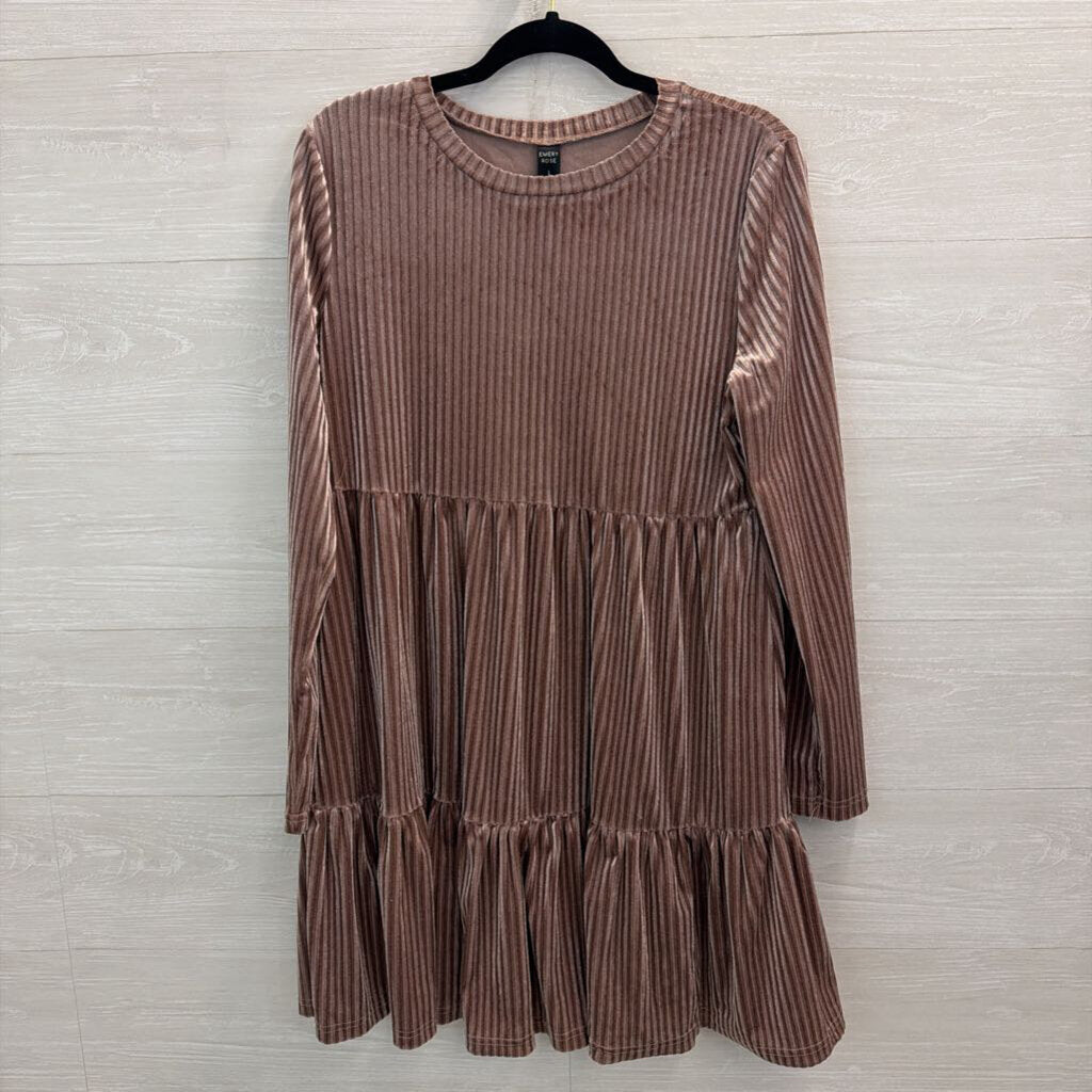 Emery Rose Mauve Velvet Ribbed Long Sleeve Dress Large