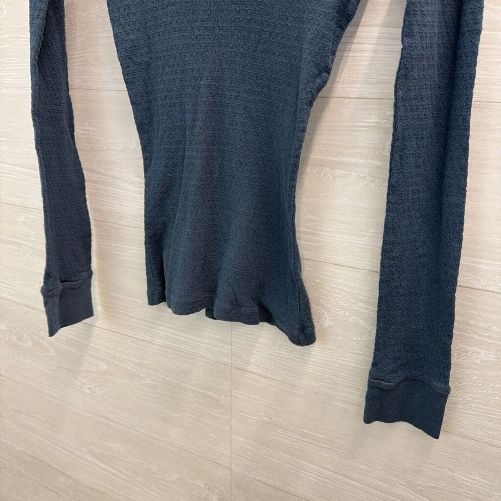 Free People Blue V Neck Long Sleeve Top Medium