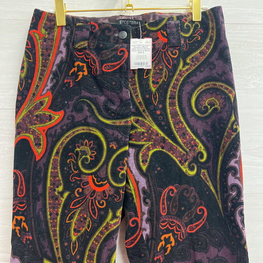 Etcetera Black/ Multi Velvet Paisley Print Pants 6