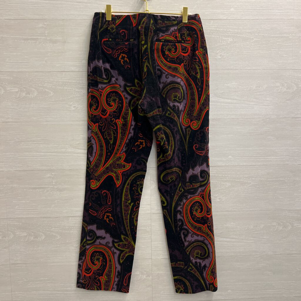 Etcetera Black/ Multi Velvet Paisley Print Pants 6