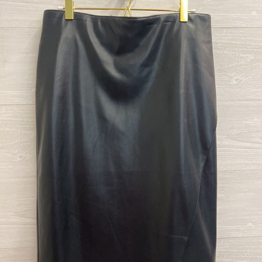 Black Faux Leather Black Midi Skirt Medium
