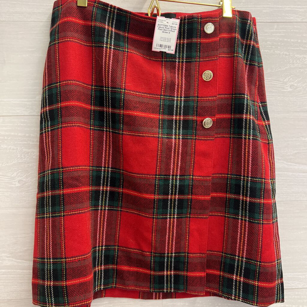 Talbots Red/ Green Plaid Skirt 8