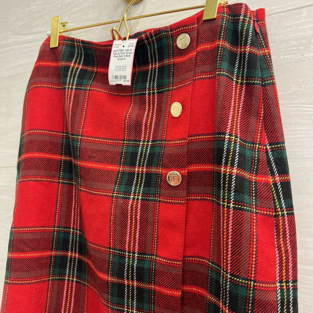 Talbots Red/ Green Plaid Skirt 8
