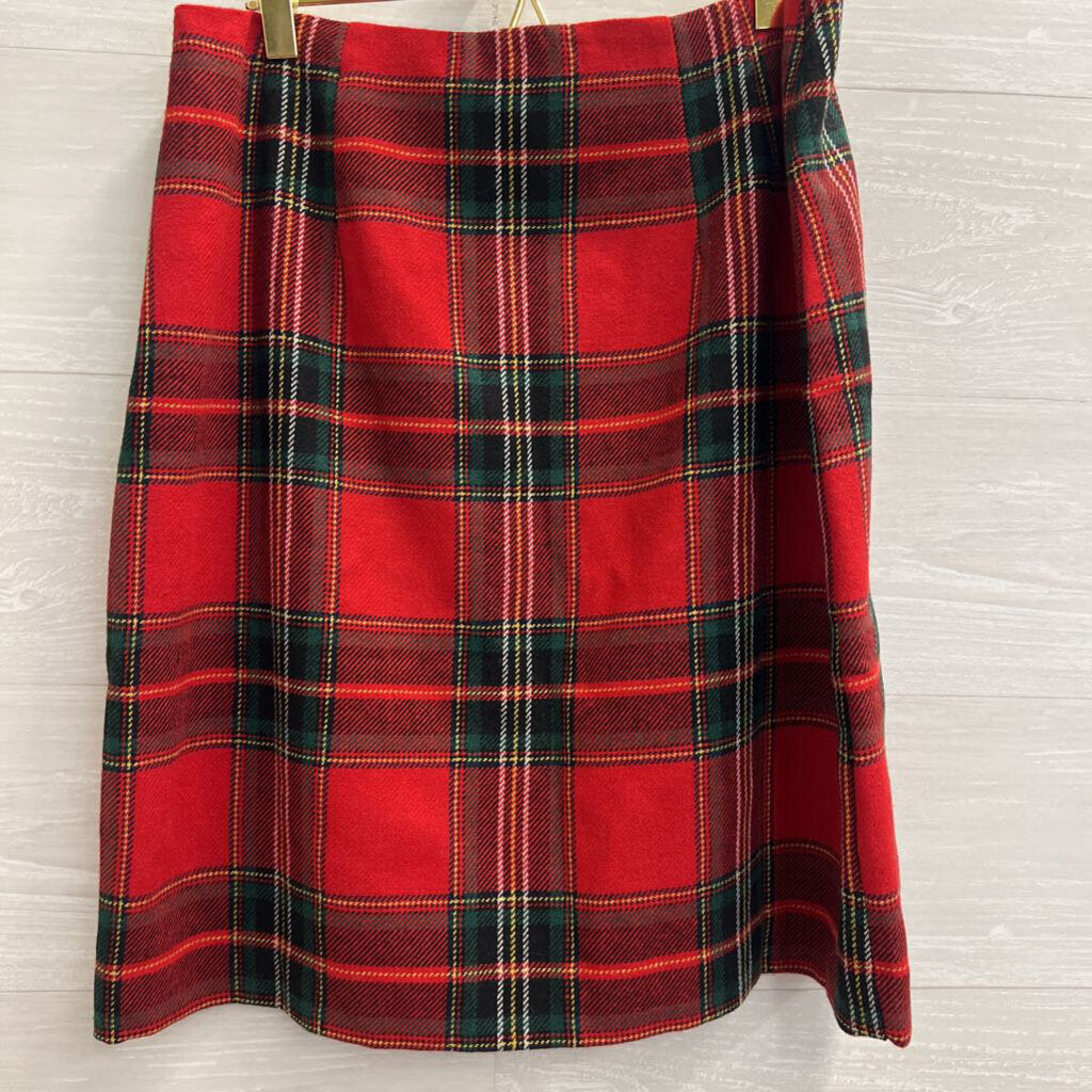 Talbots Red/ Green Plaid Skirt 8