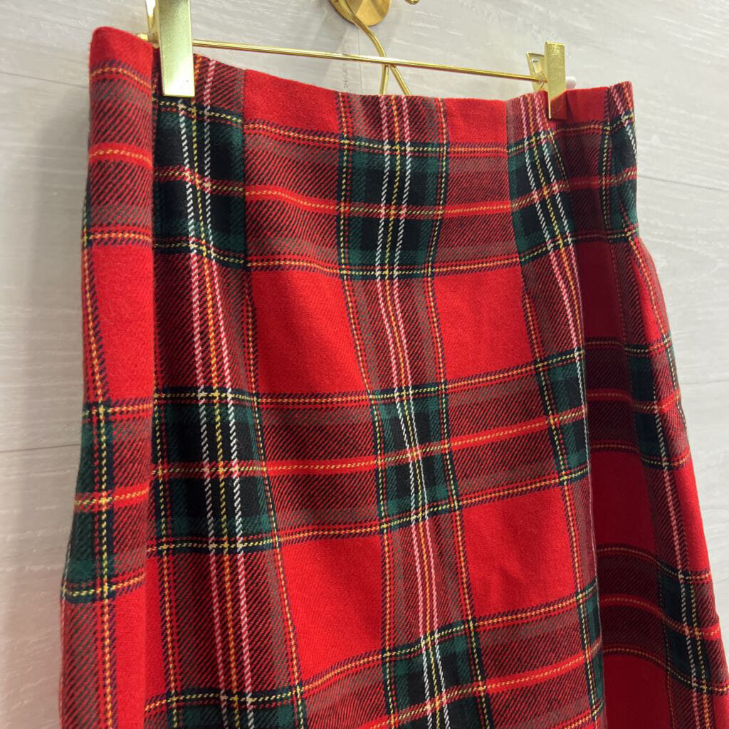 Talbots Red/ Green Plaid Skirt 8