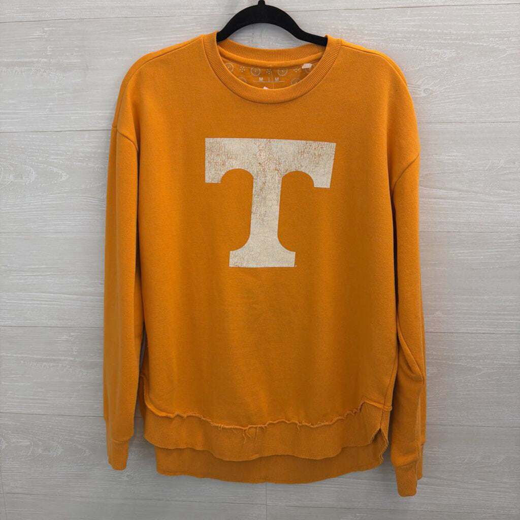 Pressbox Orange/ White Tennessee Long Sleeve Pullover Medium