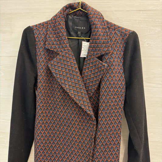 Evette and K Blue/ Orange/ Black Print Tie Waist Jacket Medium