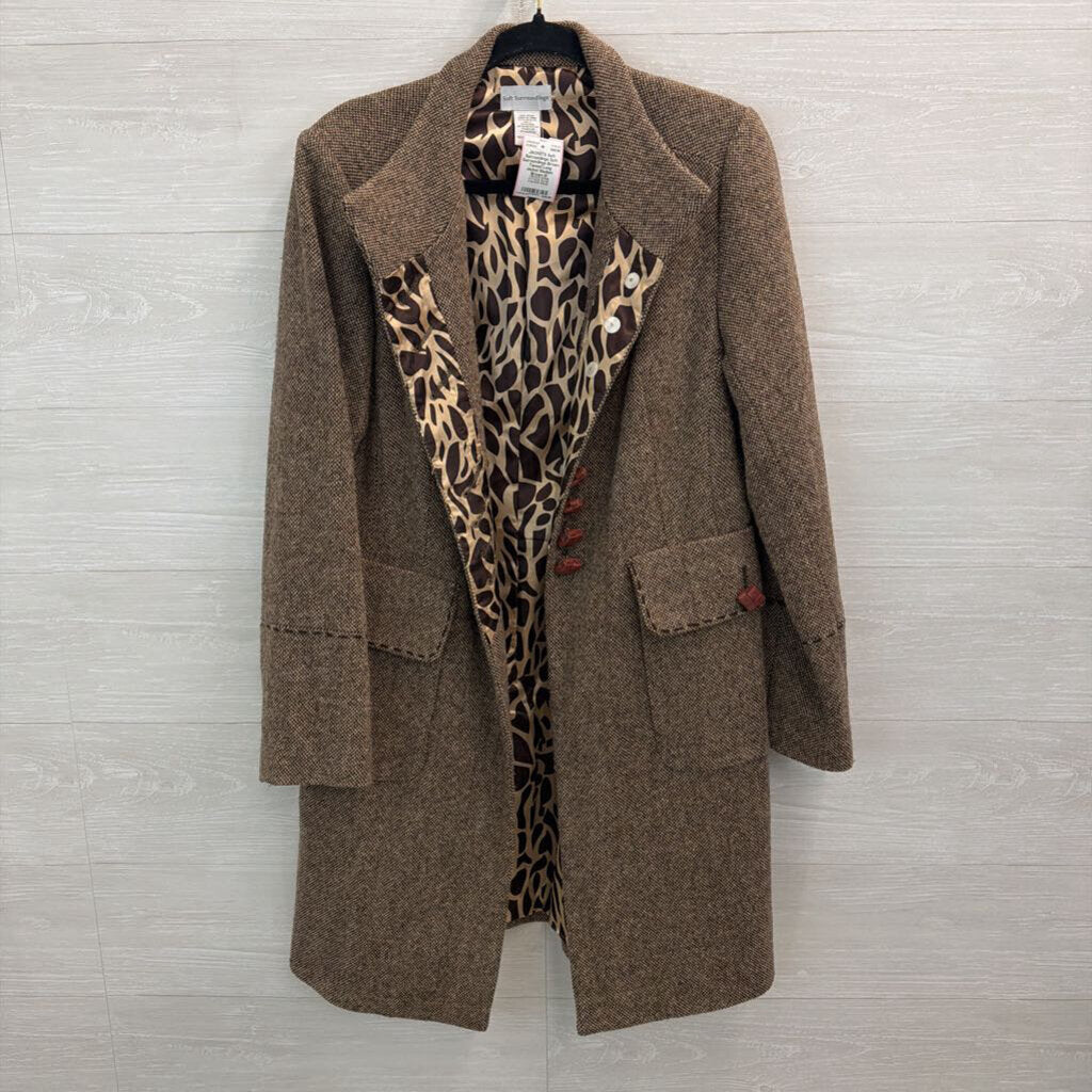 Soft Surroundings Brown Tweed Long Jacket Medium