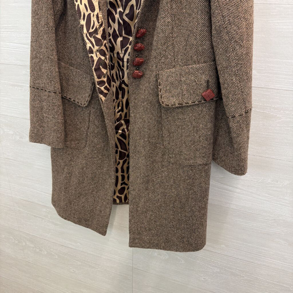 Soft Surroundings Brown Tweed Long Jacket Medium