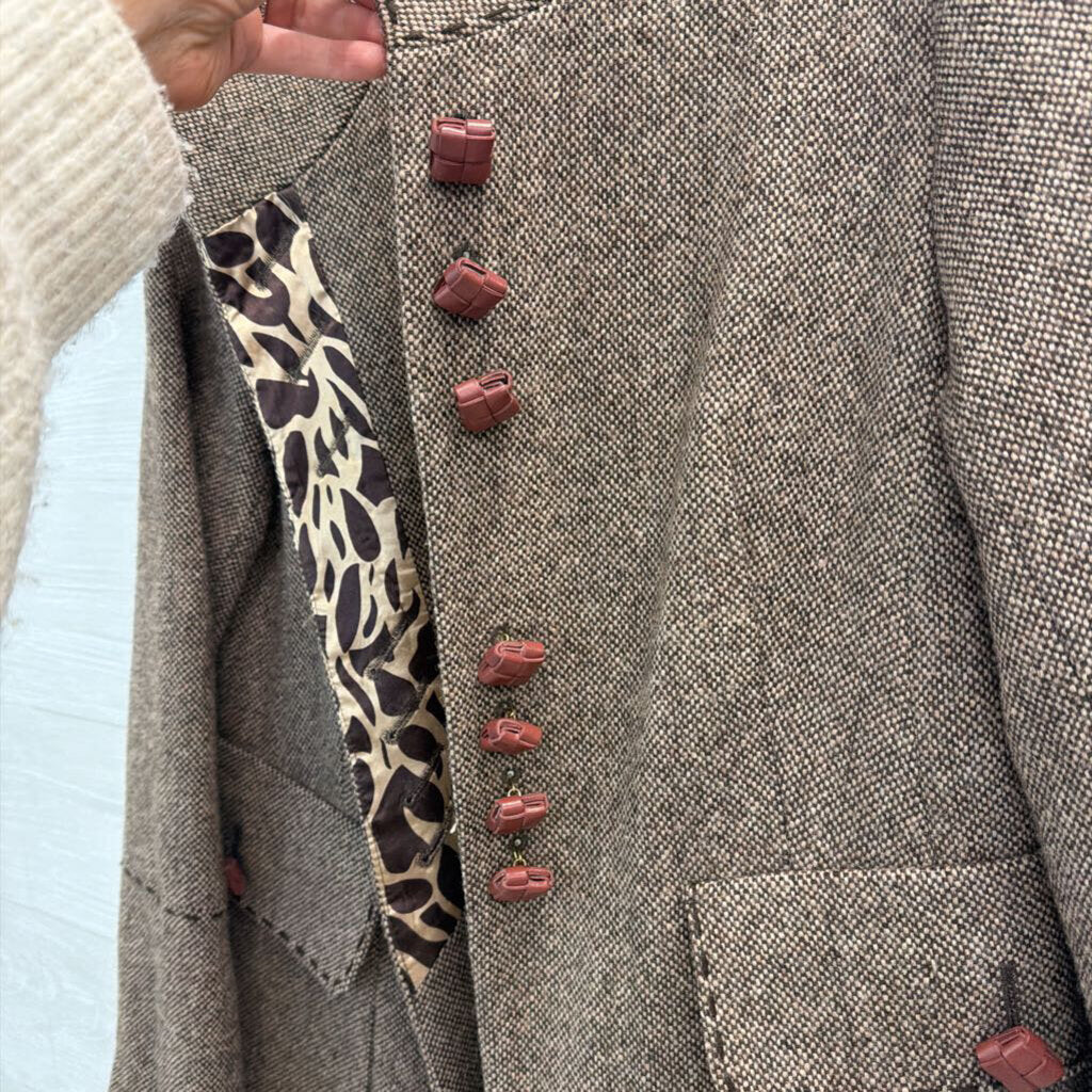 Soft Surroundings Brown Tweed Long Jacket Medium