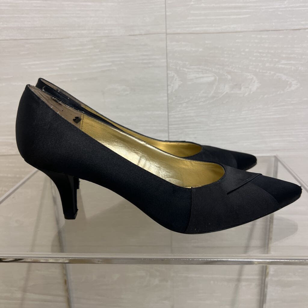Liz Claiborne Black Satin Point Toe Pump Heels 8.5