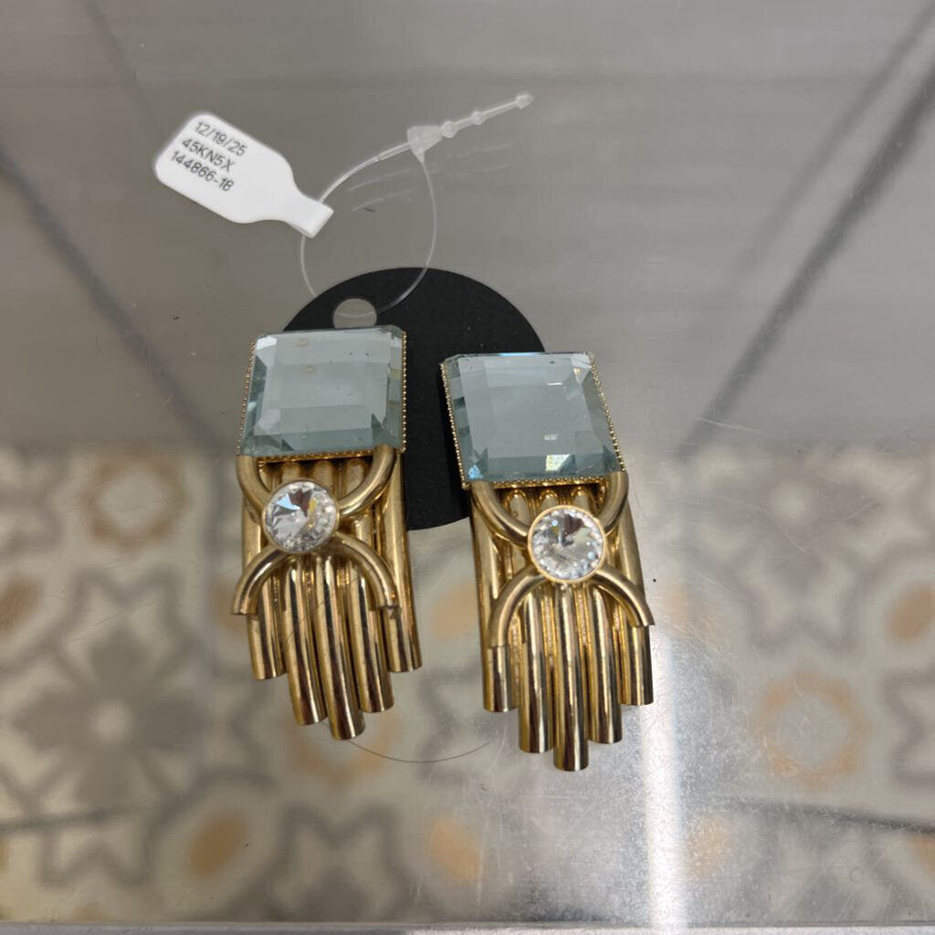 Vintage Gold/ Rhinestone Statement Clip On Earrings