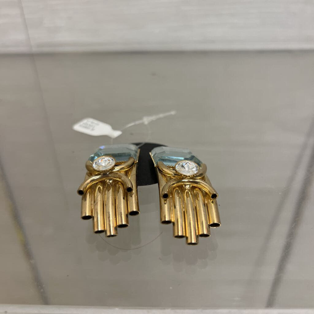 Vintage Gold/ Rhinestone Statement Clip On Earrings