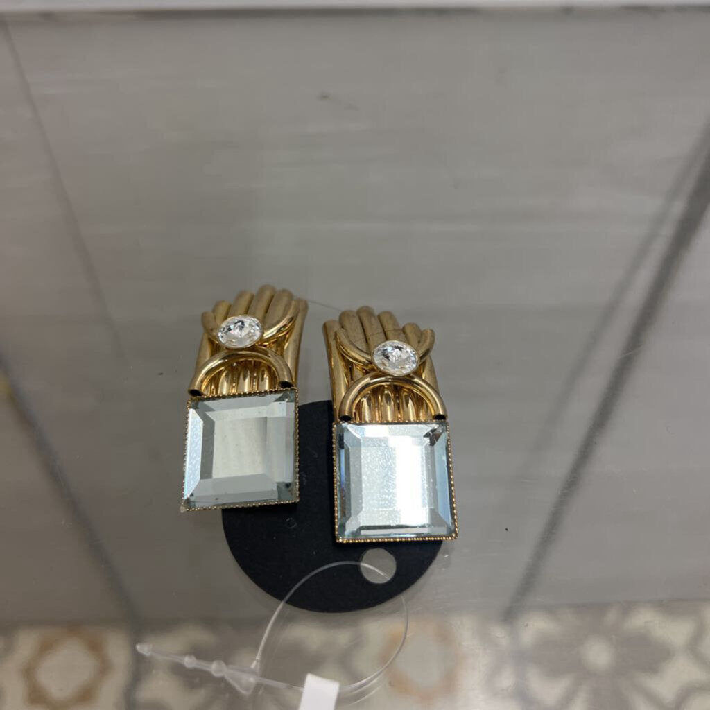 Vintage Gold/ Rhinestone Statement Clip On Earrings