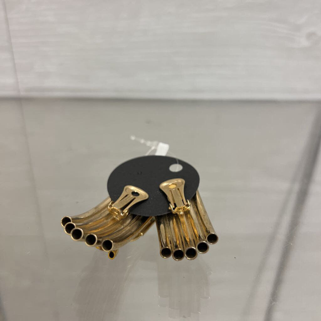 Vintage Gold/ Rhinestone Statement Clip On Earrings