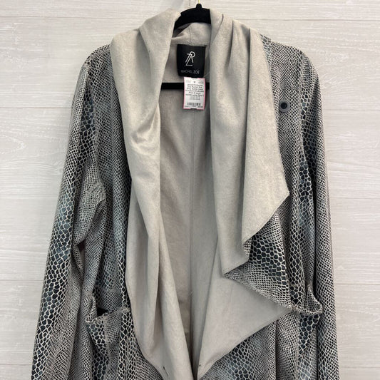Rachel Zoe Grey Suede Lined Oversized Snakeskin Print Draped Jacket Large