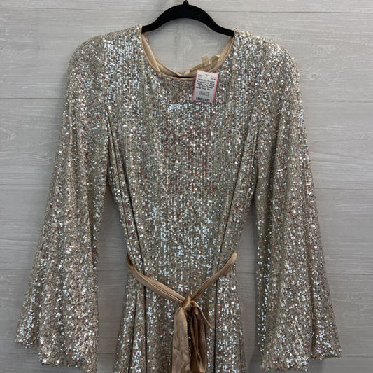 Rewind Gold/ Silver Sequin Long Sleeve Tie Waist Dress Large