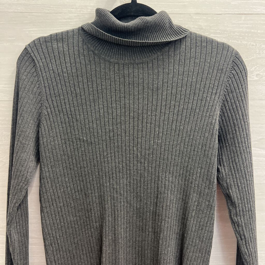 Calvin Klein Grey Ribbed Turtleneck Sweater Top Medium