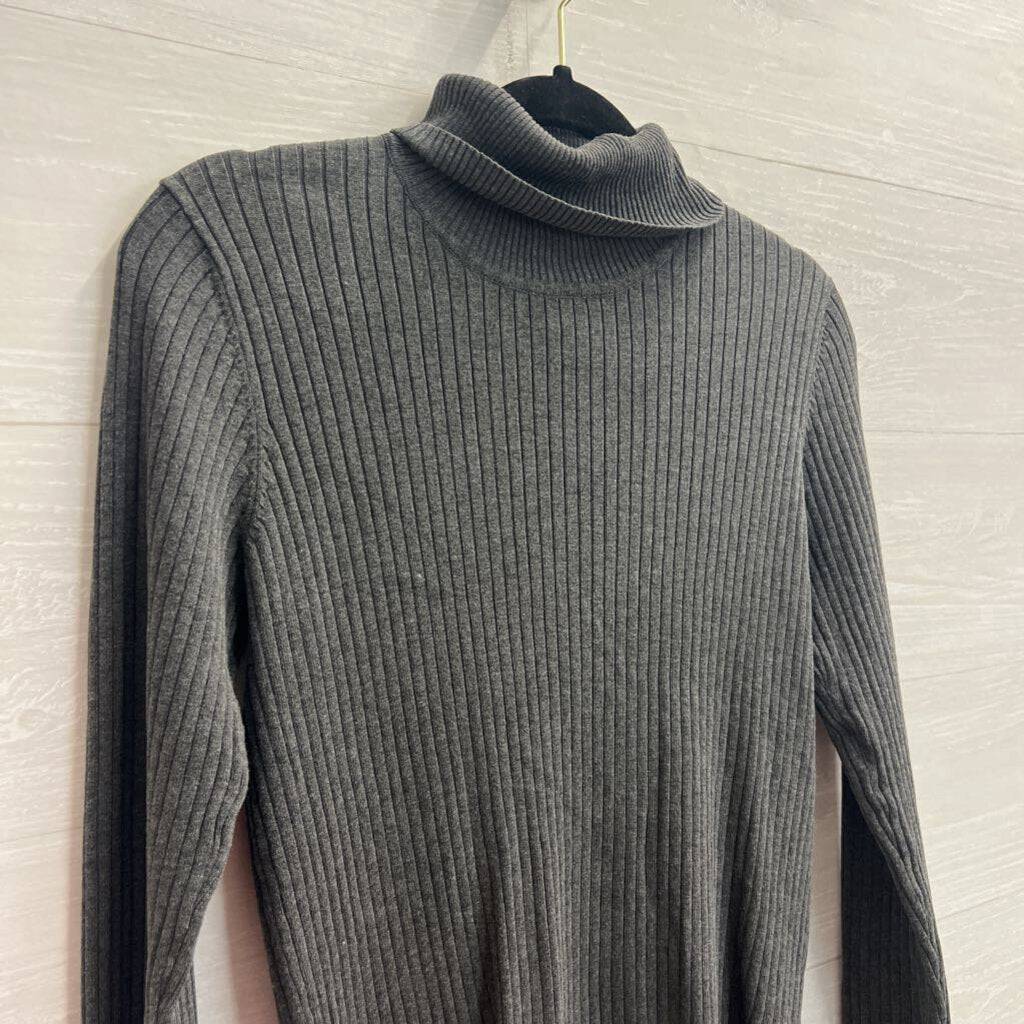 Calvin Klein Grey Ribbed Turtleneck Sweater Top Medium