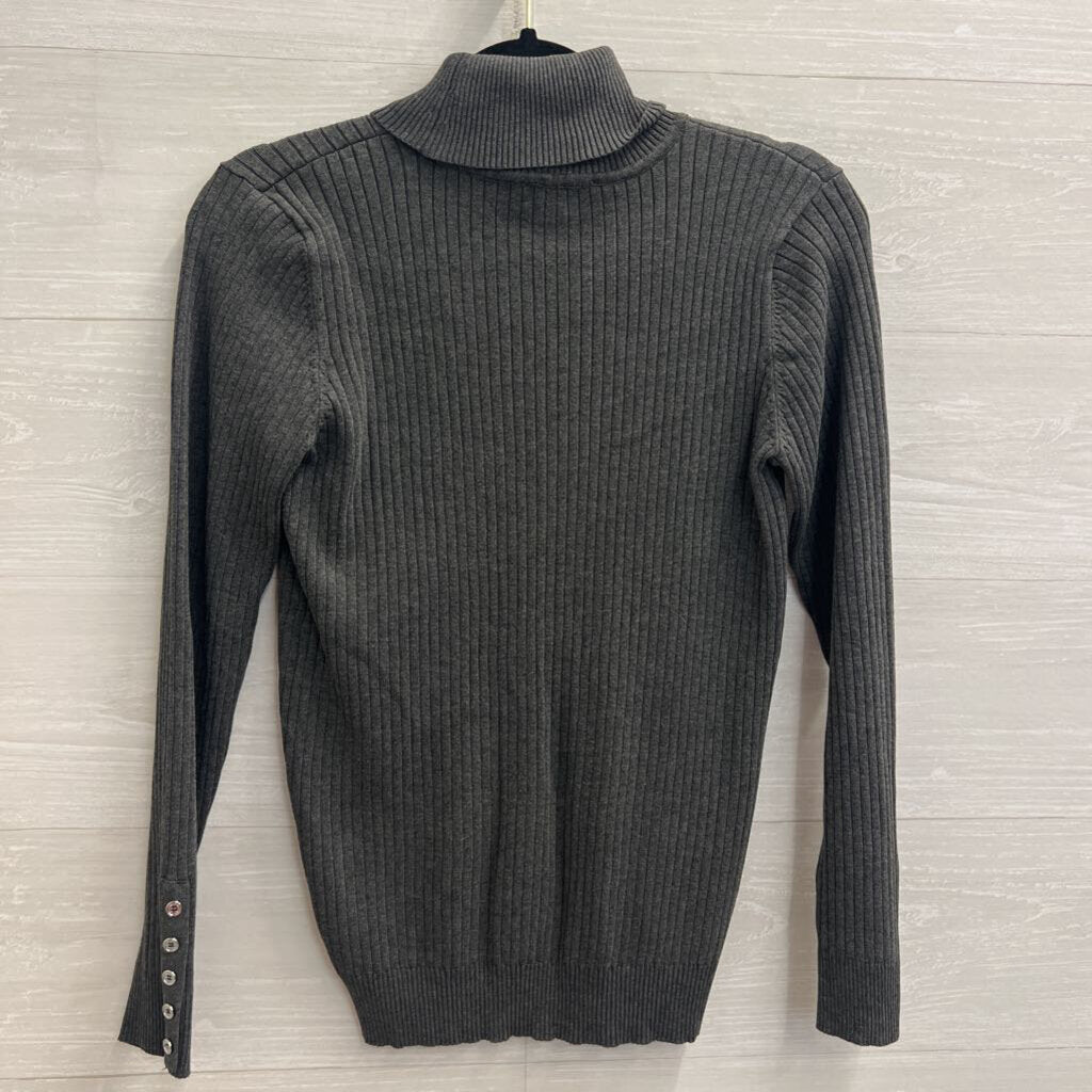 Calvin Klein Grey Ribbed Turtleneck Sweater Top Medium