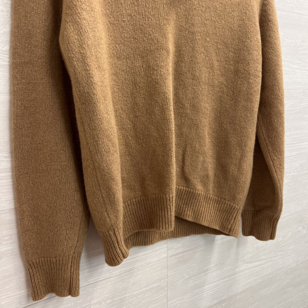 Vintage Alan Paine Brown 100% Pure Camel Hair V Neck Sweater 46