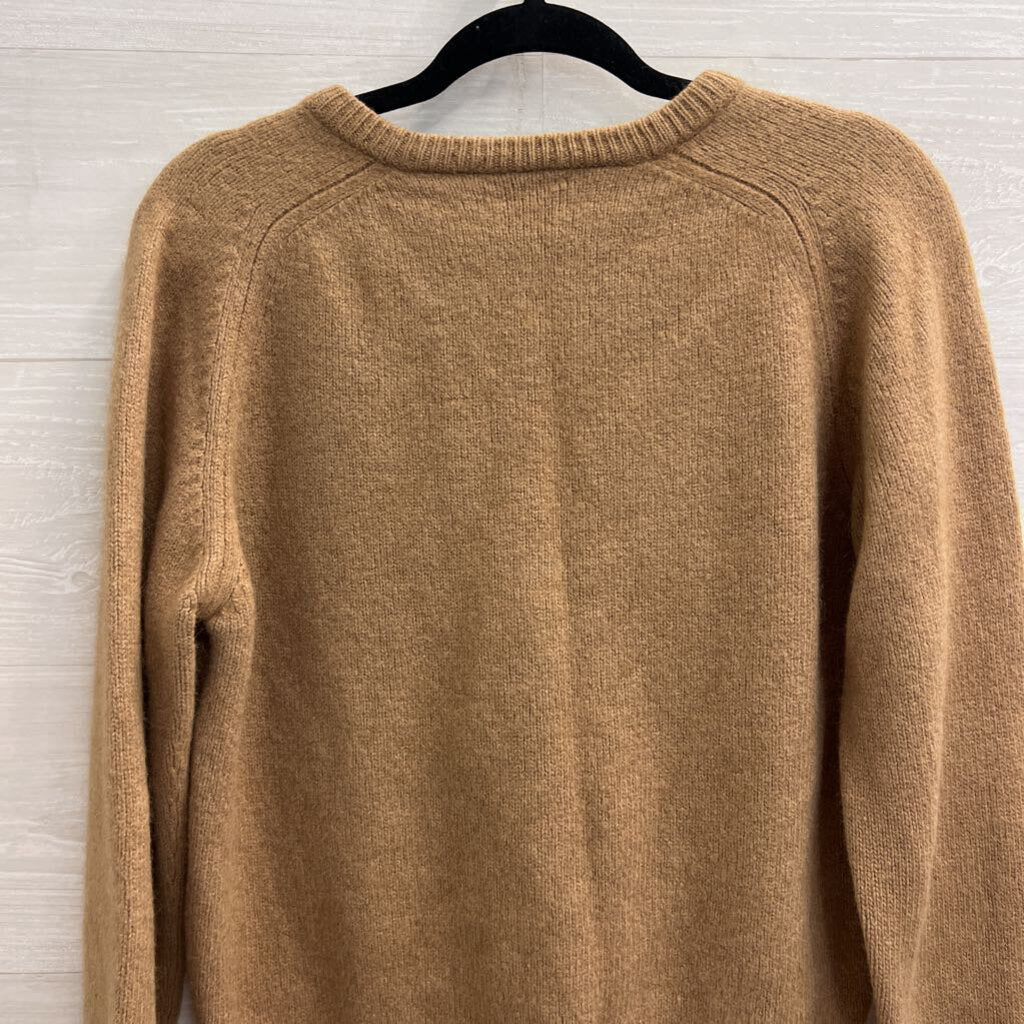 Vintage Alan Paine Brown 100% Pure Camel Hair V Neck Sweater 46